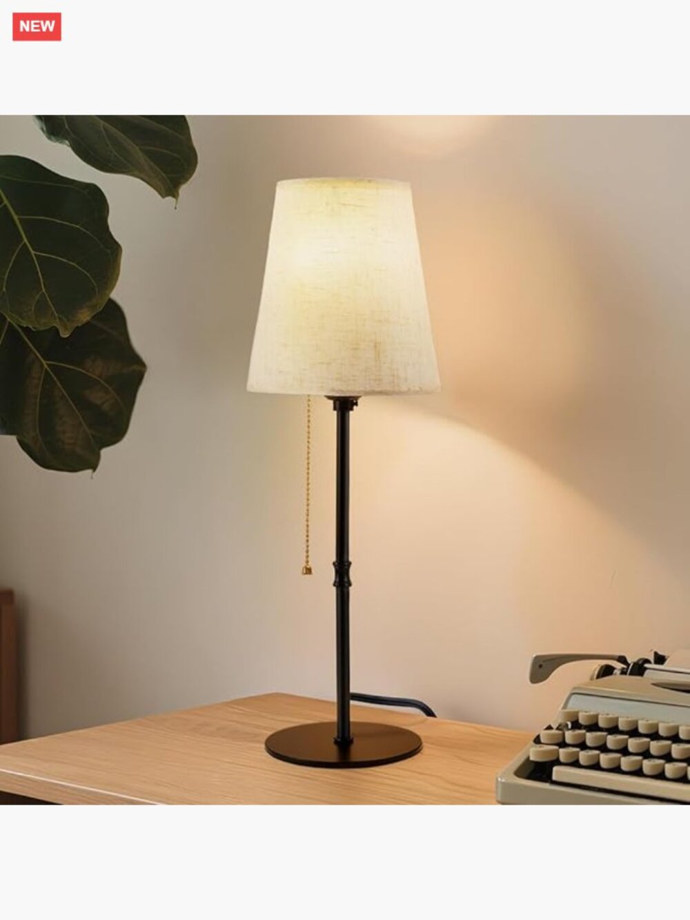 Vintage Wicker Table Lamp Pull Chain Rattan Shade 18" Height